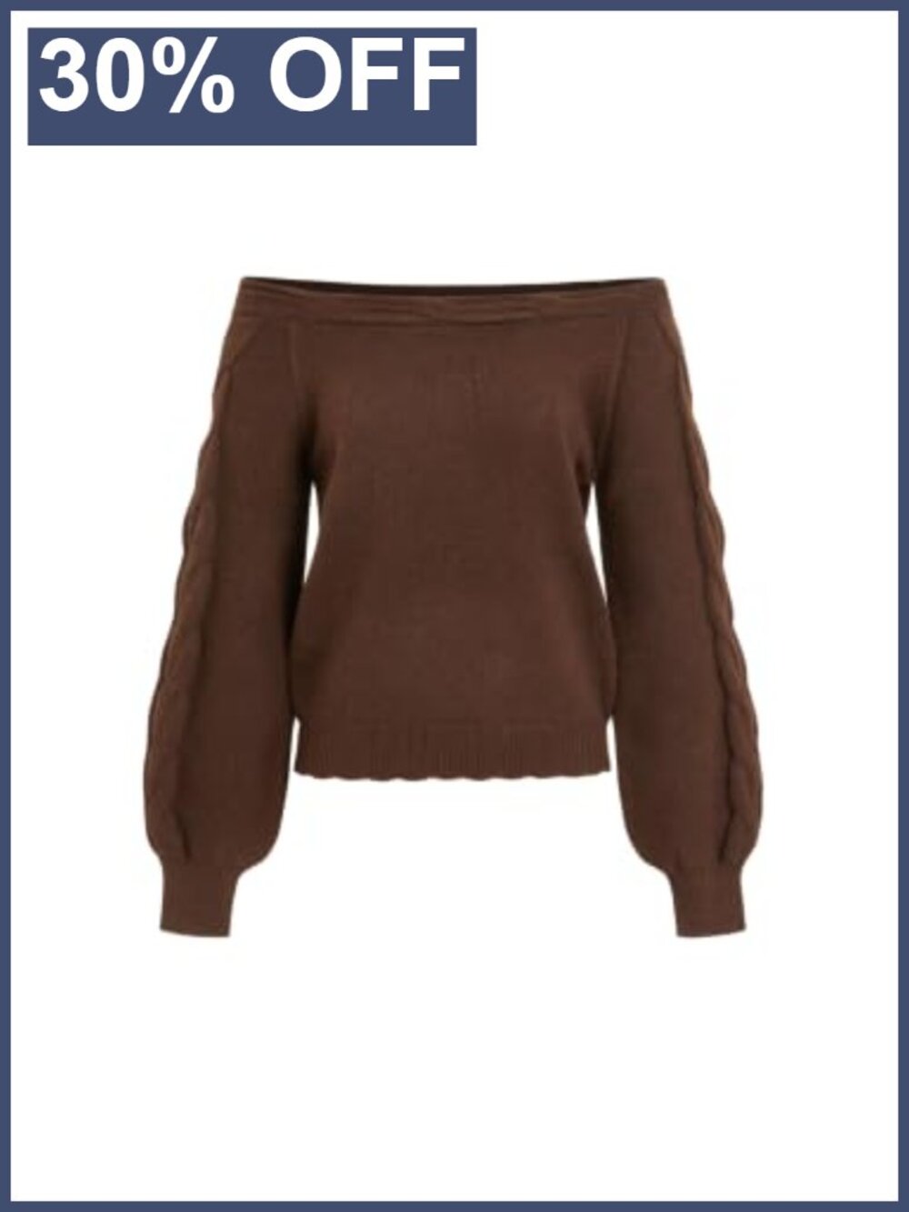 Off Shoulder Cable Knit Cropped Sweater Pullover Loose Fit